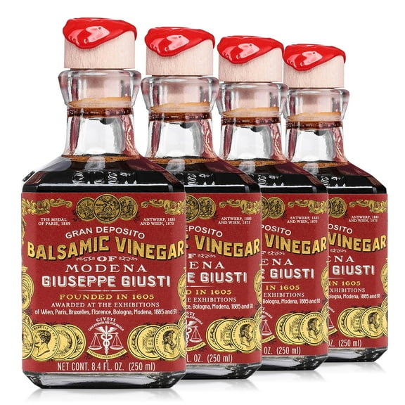 Giusti Italian Balsamic Vinegar of Modena IGP - 3 Gold Medals, Rich & Thick Gran Deposito Aceto Balsamico di Modena for Salads, Cheese & Finishing Touches, Made in Italy 8.45 fl oz/250 ml -Pack of