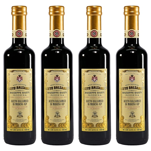 Giusti Balsamic Vinegar of Modena IGP – Authentic Italian Aceto Balsamico di Modena IGP, Made in Italy, Perfect for Marinades, Vinaigrettes & Sauces – 16.9 fl oz (500 ml) - Pack of 4