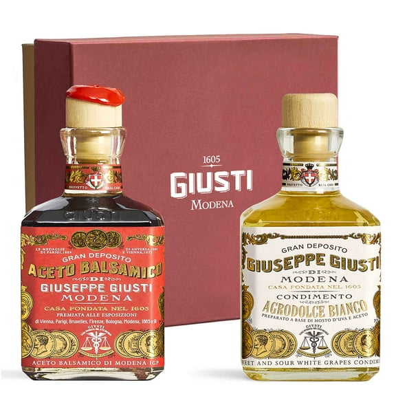 Giusti - Duo Gift Set - Balsamic Vinegar of Modena 3 Gold Medals and White Condiment - 2x 250ml