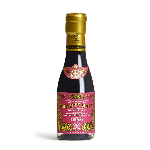 Giusti Raspberry Balsamic Vinegar-Based Condiment from Modena Italy – Made With Premium Italian Aceto Balsamico with Natural Raspberry Infusion for Salads & Drizzling – 3.38 fl oz (100 ml) - Pack of
