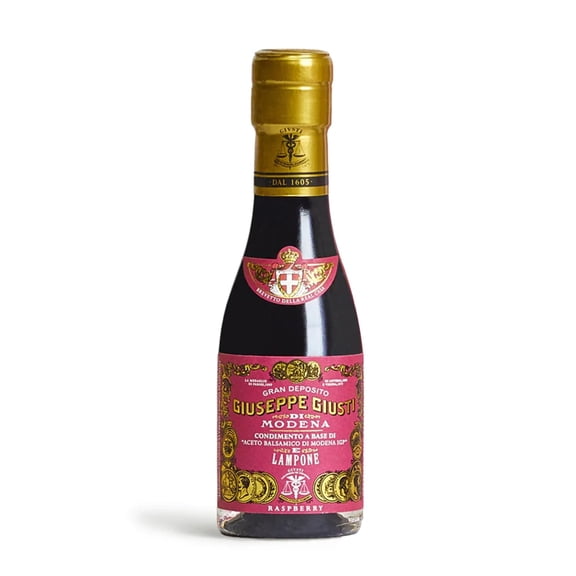 Giusti Raspberry Balsamic Vinegar-Based Condiment from Modena Italy Made with Premium Italian Aceto Balsamico with Natural Raspberry Infusion for Salads & Drizzling 3.38 fl oz (100 ml) - Pack of