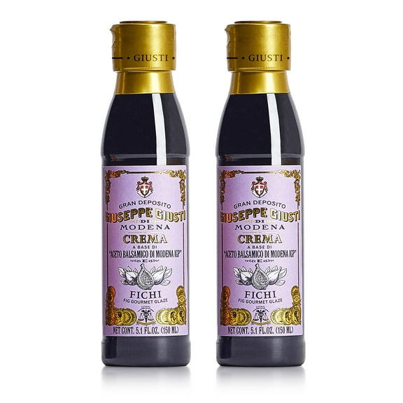 Giusti Fig Balsamic Vinegar Glaze Condiment Italian Gourmet Balsamic Reduction With Sweet Fig, Rich & Tangy Drizzle for Cheese, Meat, Salads & More, Based on Balsamic Vinegar- 5.07 fl oz - Pack of 2