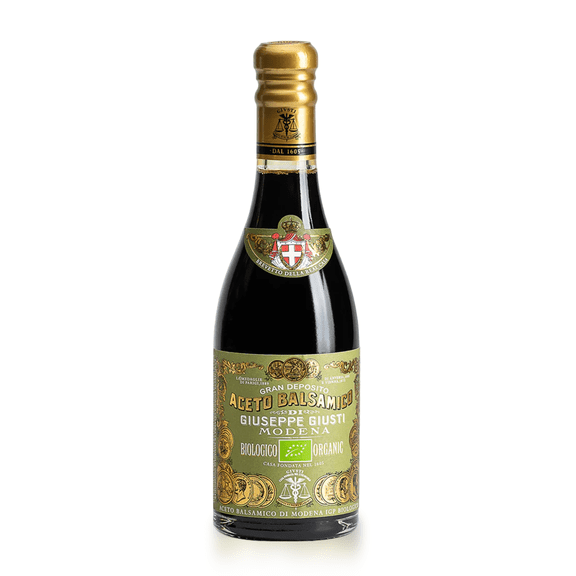 Giusti Organic Balsamic Vinegar of Modena IGP 3 Gold Medals Gran Deposito, Matured, Thick & Balanced Italian Gourmet Aceto Balsamico di Modena, Made in Italy 8.45 fl oz (250 ml) - Pack of 1