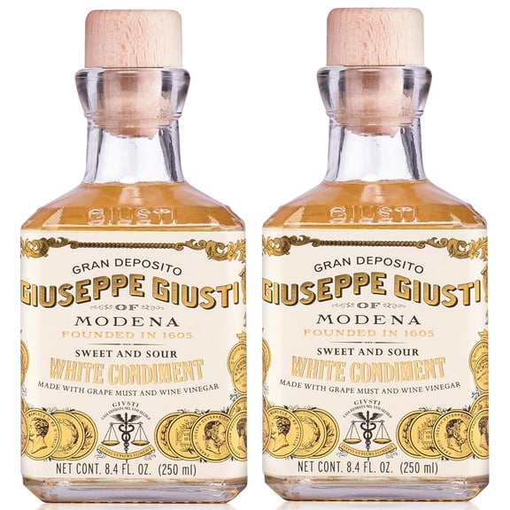 Giusti White Balsamic Vinegar Dressing Condiment for Cooking and Finishing Dishes such as Salads, Vegetables, or Fish. Made in Italy with Balsamic Vinegar of Modena 8.45 fl oz (250 ml) - Pack of