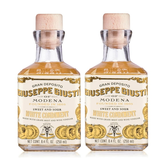 Giusti White Balsamic Vinegar Dressing – Condiment for Cooking and Finishing Dishes such as Salads, Vegetables, or Fish. Made in Italy with Balsamic Vinegar of Modena – 8.45 fl oz (250 ml) - Pack of