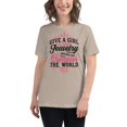 thumbnail image 1 of "Give A Girl The Right Jewelry And She Can Conquer The World" Quote Relaxed T-Shirt, 1 of 10