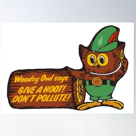 Give A Hoot! Don'T Pollute! Poster Wall Art, Modern Wall Decor For Living Room Bedroom, 16x24 UNFRAMED