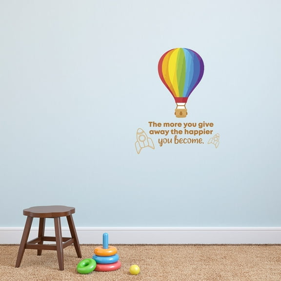 Give Away Hot Air Balloon Quote Cartoon Quotes Decors Wall Sticker Art Design Decal for Girls Boys Kids Room Bedroom Nursery Kindergarten Home Decor Stickers Wall Art Vinyl Decoration (10x8 inch)