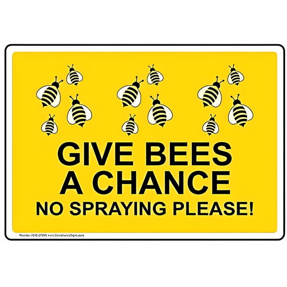 Give Bees A Chance No Spraying Sign - 12×8 Inches, Metal Warning Sign, Home Garden Environmental Decor
