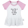 thumbnail image 1 of Give Me A Break I'm New Here Funny Dresses For Baby, Newborn Babies Skirts, Infant Princess Dress, 0-24M Kids Graphic Clothes (Pink Raglan Dresses, 0-6 Months), 1 of 5