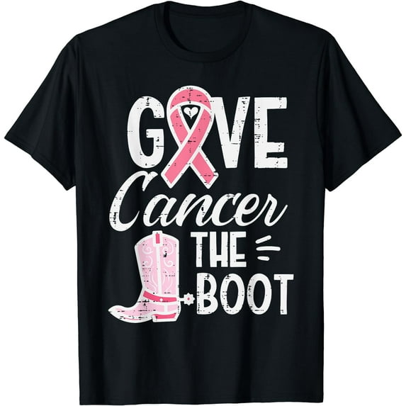 Give Breast Cancer The Boot Pink Ribbon Awareness Women T-Shirt