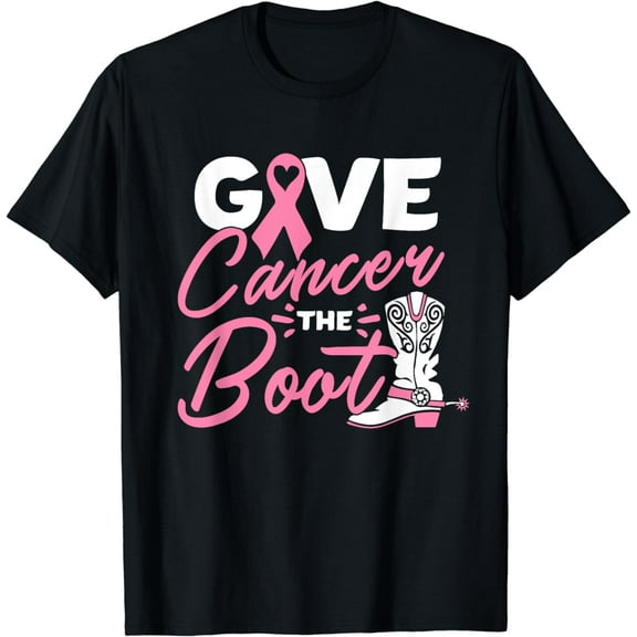 Give Cancer the Boot Pink Ribbon Breast Cancer Awareness T-Shirt