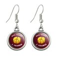 thumbnail image 1 of Give Cheese a Chance Peace Symbol Funny Humor Novelty Dangling Drop Charm Earrings, 1 of 5
