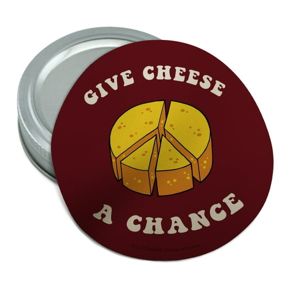 Give Cheese a Chance Peace Symbol Funny Humor Round Rubber Non-Slip Jar Gripper Lid Opener