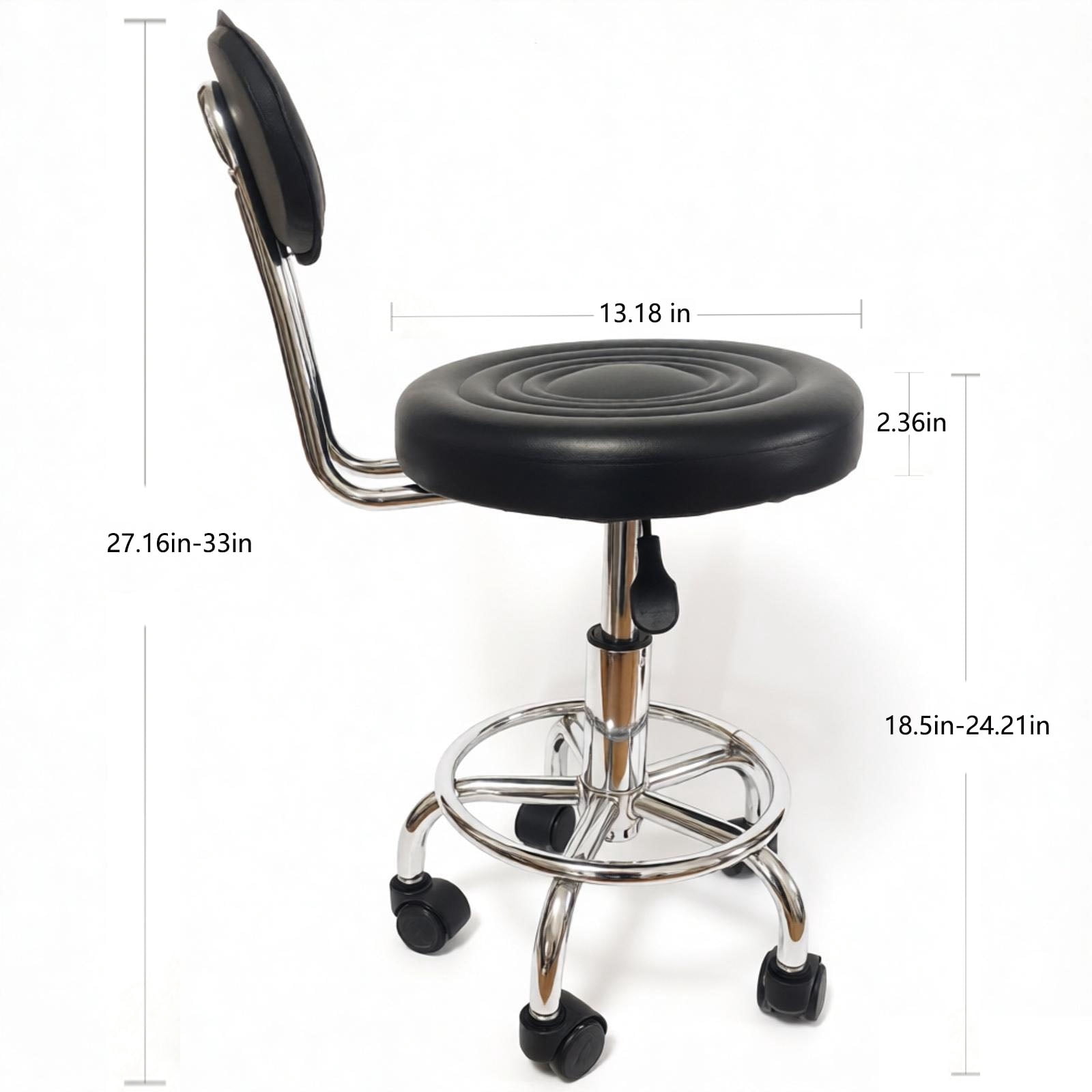 Give Corn kernel leather cover,Round Shape Adjustable Salon Stool with Back and Line, Black