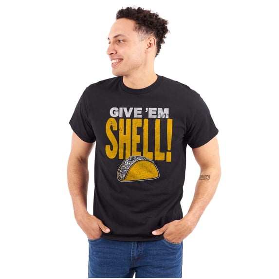 Give Em Hell Tacos Tuesday Pun Funny Plus Size Crewneck Graphic Tee Shirt Brisco Brands 2X
