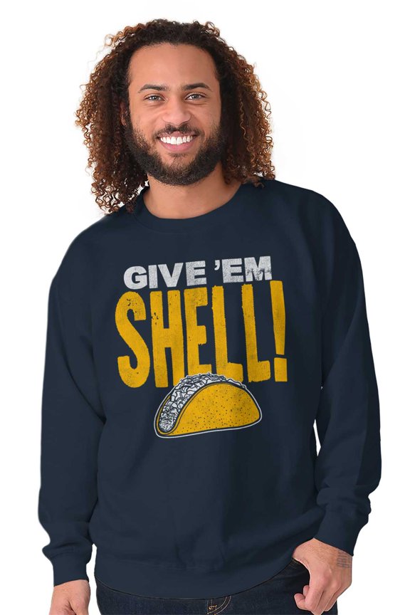 Give Em Hell Tacos Tuesday Pun Funny Unisex Plus Fleece Graphic Sweatshirt Brisco Brands 3X