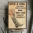 thumbnail image 1 of Give a Girl the Right Pair of Boots Canvas Wall Art – Western Cowgirl Quote Print – Motivational Wall Decor for Women – Rustic Country Style – Bedroom, Office, or Cowgirl Room Gift, 1 of 4
