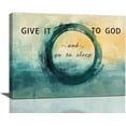 thumbnail image 1 of Give It to God and Go to Sleep Canvas Wall Art Inspirational Bedroom Pictures Decor Teal Circle Yellow Painting Zen Calm Relax Prints Modern Home Framed Artwork Bathroom Living Room Office 16"x12", 1 of 6