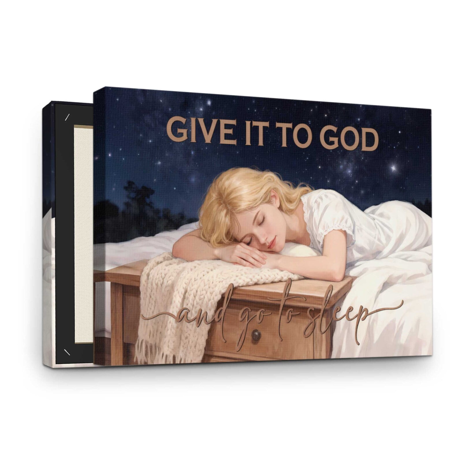 Calming Faith Give It to God and Go to Sleep Canvas Wall Art – Inspirational ...