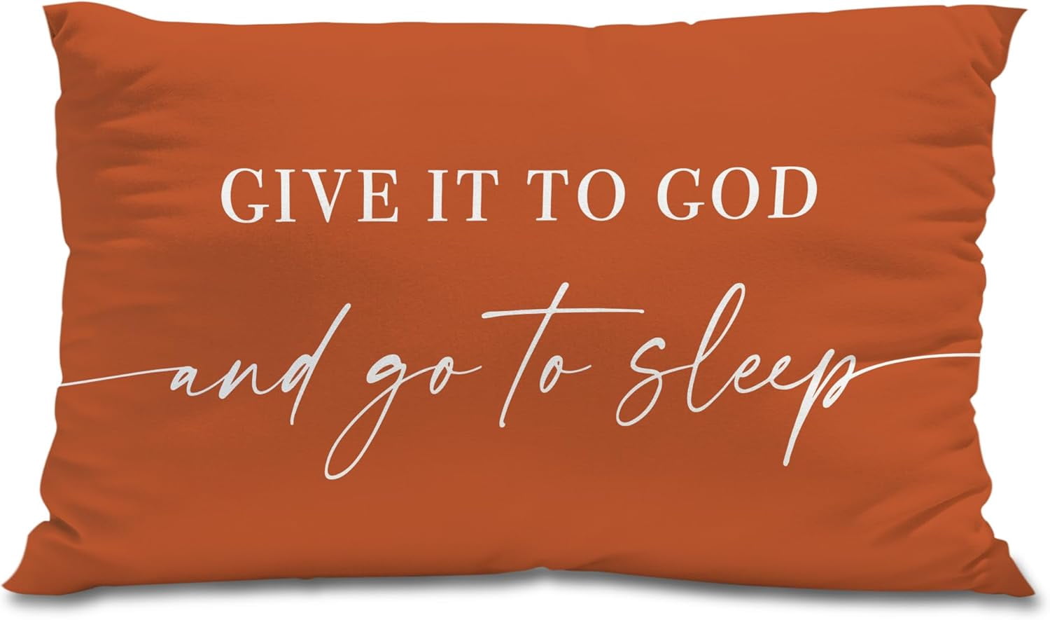 "Give It To God And Go To Sleep" Decorative Throw Pillow – 12x20 Cream-Colored Flannel, Zipper Closure, Inspirational Quote