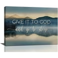thumbnail image 1 of Give It To God And Go To Sleep Sign Wall Art Lake Mountain Pictures Wall Decor Christian Canvas Prints Posters Framed Artwork Paintings Home Decorations for Kitchen Living Room Bedroom 16"x12", 1 of 6