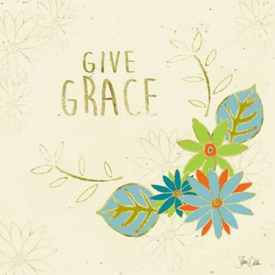 Give Grace Leaves Canvas Art - Shanni Welsh (24 x 24)