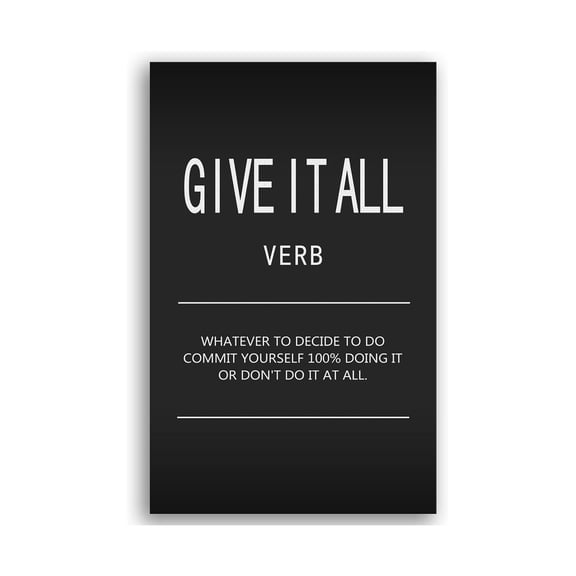 Give It All Verb Positive Mindset Poster - Entrepreneur Motivational Quotes Canvas Wall Art for Classroom and Office