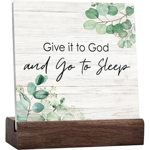 Give It To God And Go To Sleep Ceramic Table Sign Desk DecorRustic Bedroom Wooden Block Box Sign Decoration For Home Bedroom Shelf Table Decor