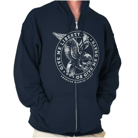 Give Liberty Freedom Patriotic Rights Unisex Fleece Graphic Zip Up Hoodie Brisco Brands 2X