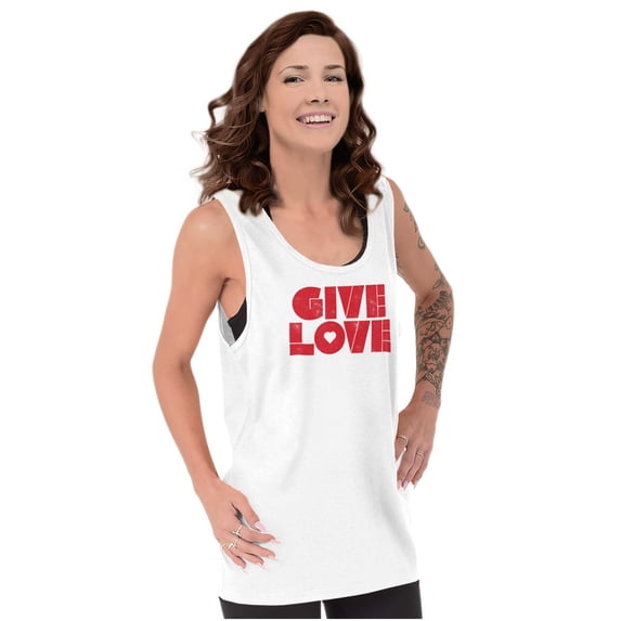 Give Love Heart Kindness Happiness Tank Top Tee Shirt Women Brisco Brands S