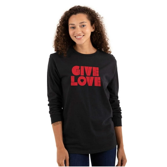 Give Love Heart Kindness Happiness Women's Long Sleeve T Shirt Brisco Brands S