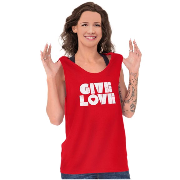 Give Love Heart Kindness Happiness Womens Plus Size Graphic Tank Top Brisco Brands 3X