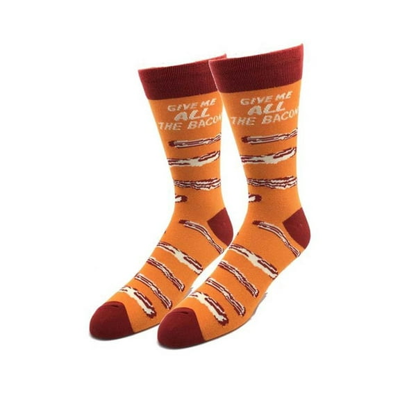 Give Me All The Bacon One Size Fits Most Orange Crew Socks