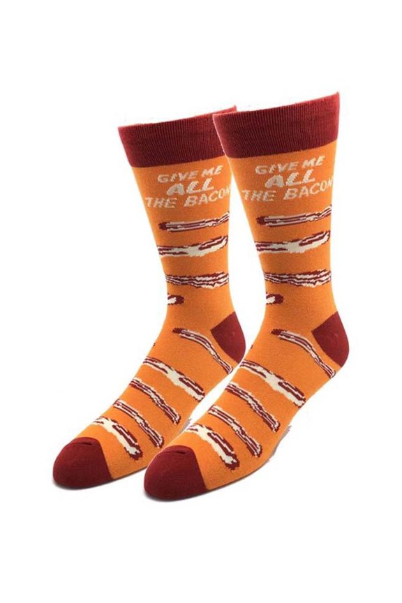Give Me All The Bacon One Size Fits Most Orange Crew Socks