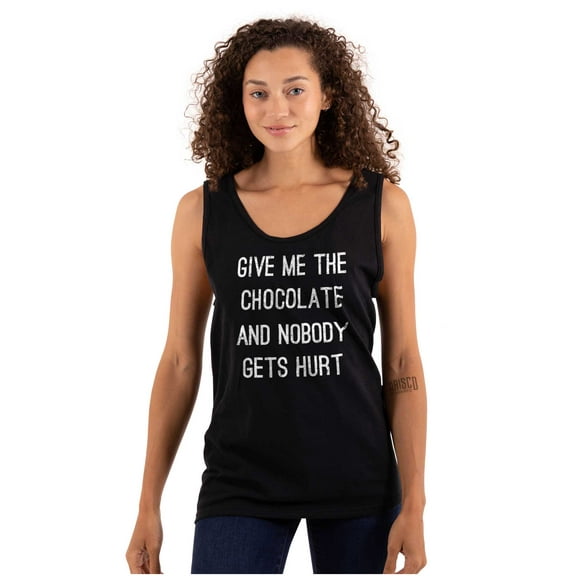 Give Me Chocolate Hurt Nobody Womens Plus Size Graphic Tank Top Brisco Brands 2X