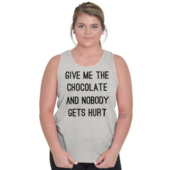 Give Me Chocolate Hurt Nobody Womens Plus Size Graphic Tank Top Brisco Brands 2X