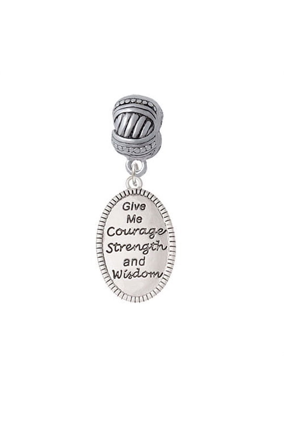 Give Me Courage Strength Wisdom Medallion - Large Rope with Cross Beads Charm Bead