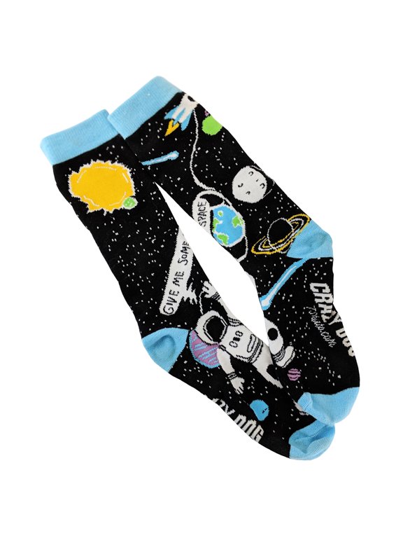 Give Me Some Space Sock Funny Astronaut Footwear (Black) - Mens (7-12)