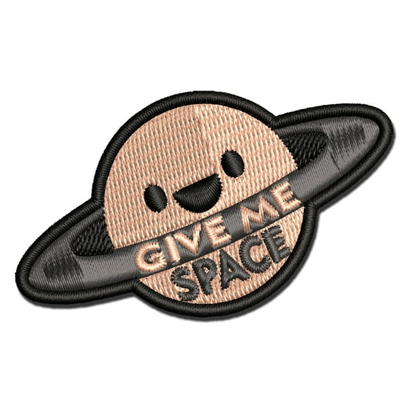 Give Me Space Saturn Planet Applique Multi-Color Embroidered Iron-On Patch - 2.0 Inch Mini