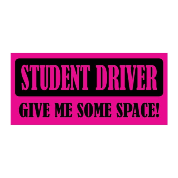 Give Me Space Student Driver Bumper Magnet by DCM Solutions (Pink, 9.25" W x 4.25" H)