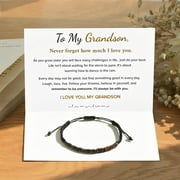 BVGFSAHNE Give My Grandson Love You Forever Black Bracelet Christmas Bracelet For Grandson Boy Birthday Gift (Bracelets)