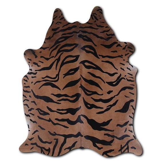 Give PRINTED cowhide rugs for sale BENGAL TIGER ON BEIGE rug
