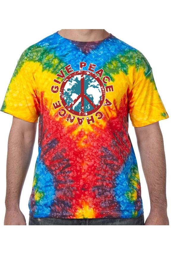 Give Peace a Chance Peace Sign Psychedelic Tie Dye Tee Shirt - Woodstock, 3XL