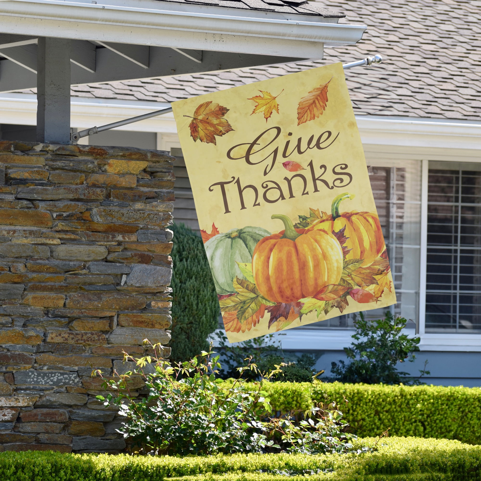 Give Thanks Autumn Harvest Outdoor House Flag 28" x 40"