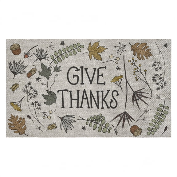 Give Thanks Autumn Leaves Outdoor Door Mat, design by Sweet Melody Designs, 18"x30"