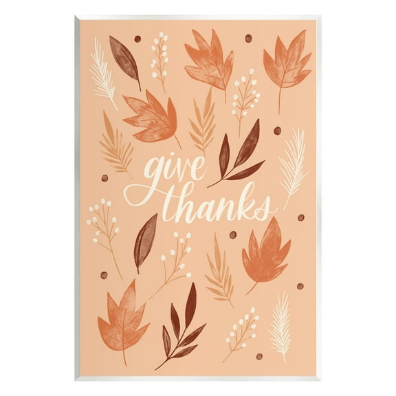Give Thanks Autumnal Leaves Holiday Graphic Art Unframed Art Print Wall Art