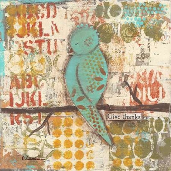 Give Thanks Bird Canvas Art - Cassandra Cushman (24 x 24)