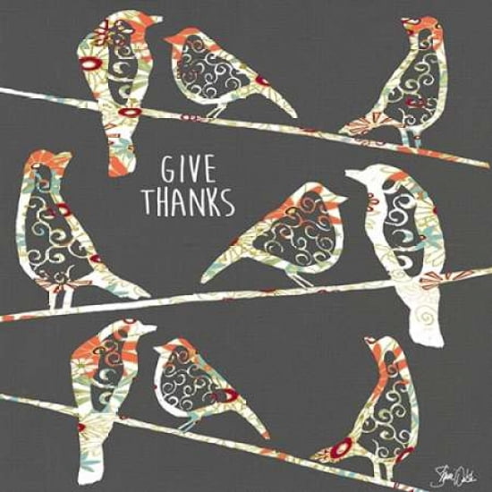 Give Thanks Birds Canvas Art - Shanni Welsh (24 x 24)