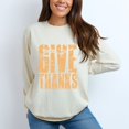 thumbnail image 1 of Give Thanks Block Distressed - Women's Garment Dyed Long Sleeve Graphic T-Shirt, 1 of 11
